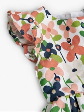 BOBOLI Floral Cotton Sundress in Peach, Navy & Green for Girls